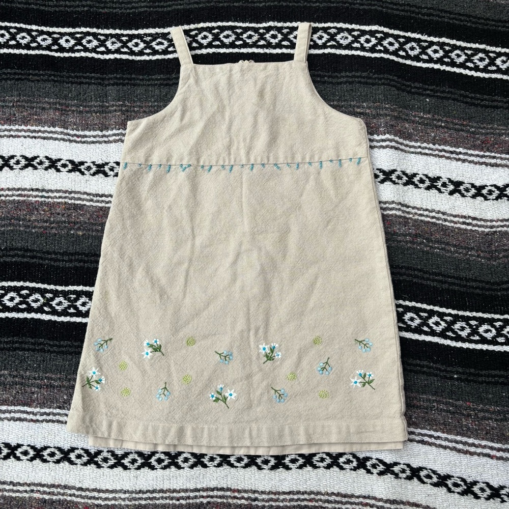 VTG Y2K SKYR GIRLS BEIGE BEADED EMBROIDERED FLOWER GIRLS DRESS SIZE 6